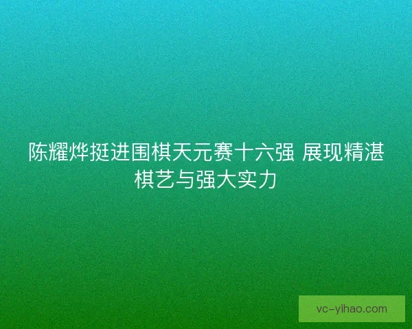陈耀烨挺进围棋天元赛十六强 展现精湛棋艺与强大实力